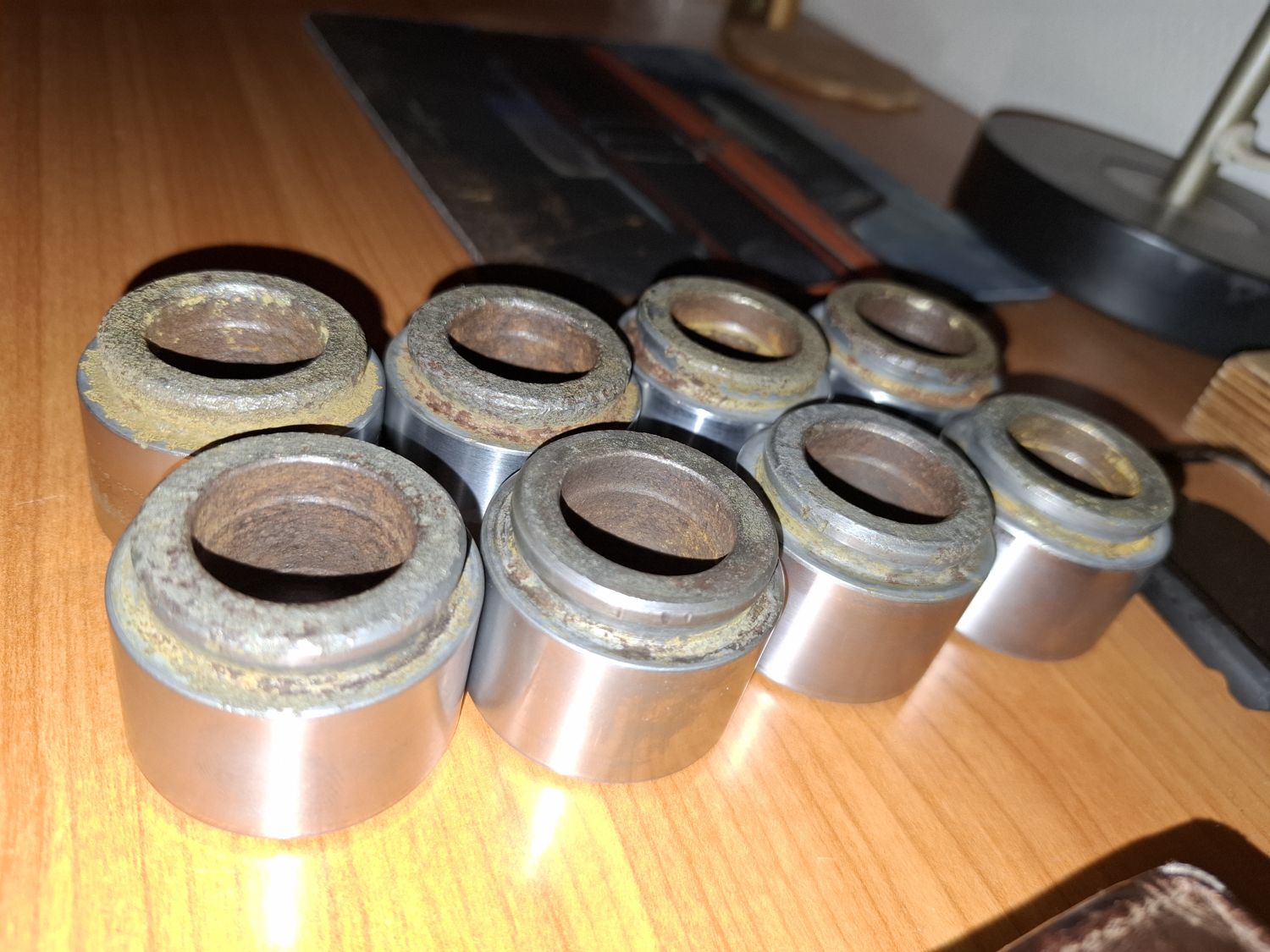 The pistons cleaned