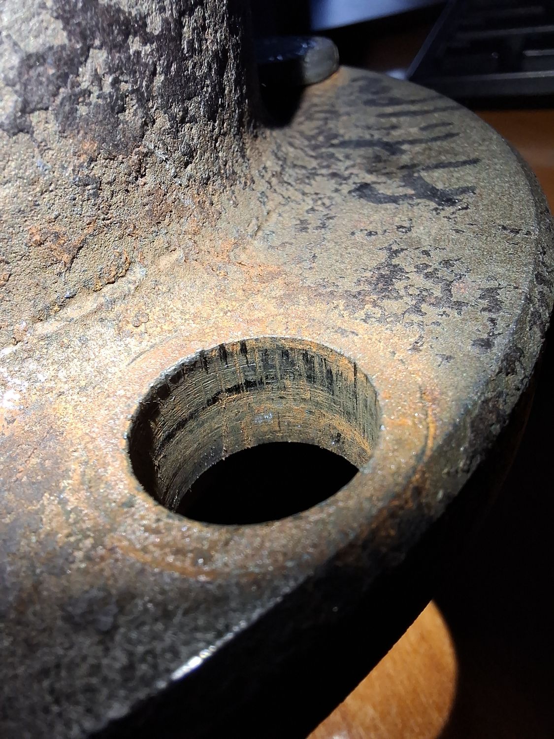 A worn stud hole
