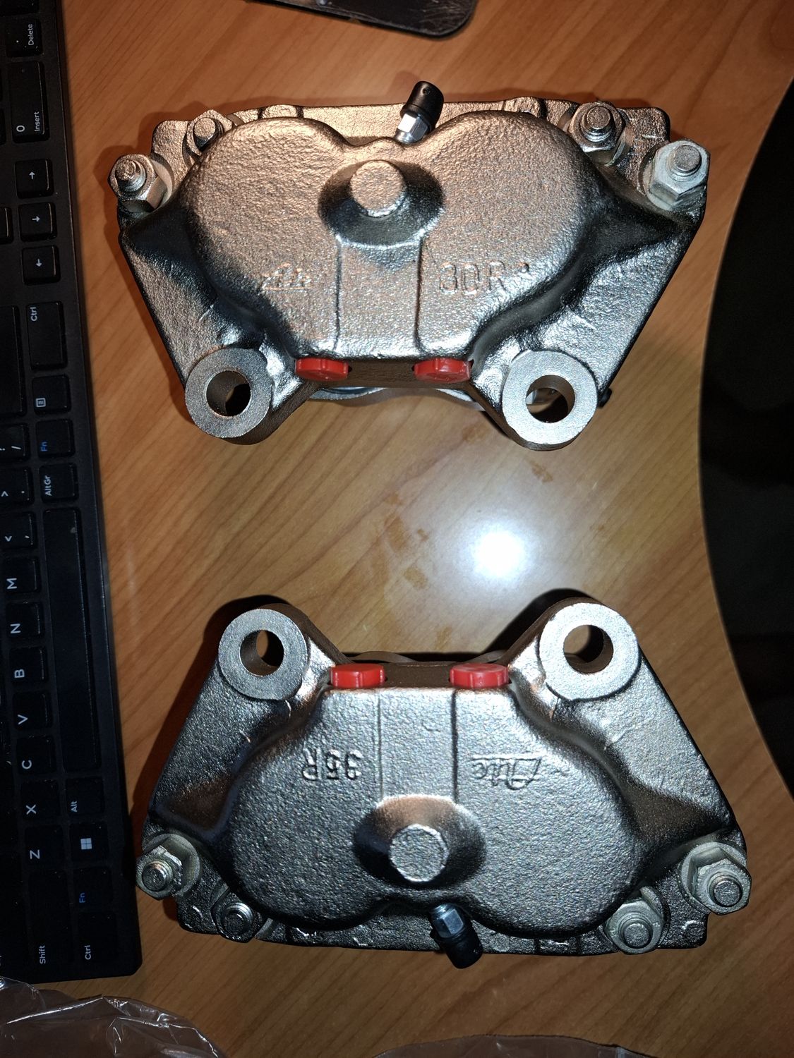 The restored, nickel-plated Turbo calipers from Veterama