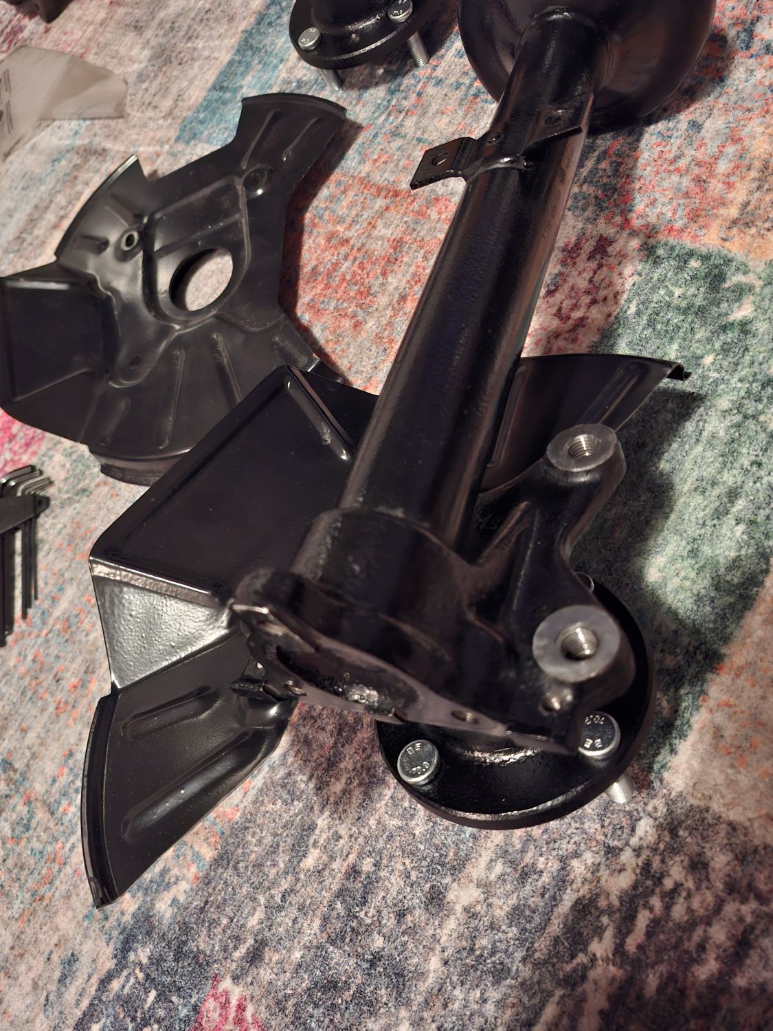 Shield fitted behind the strut