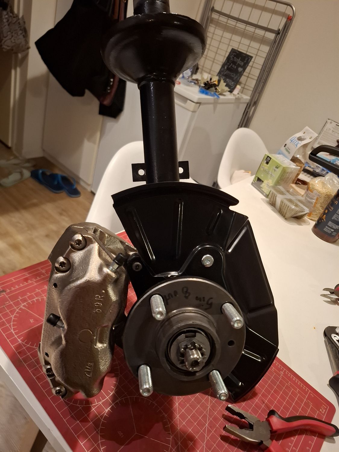 Hub, caliper and shield together