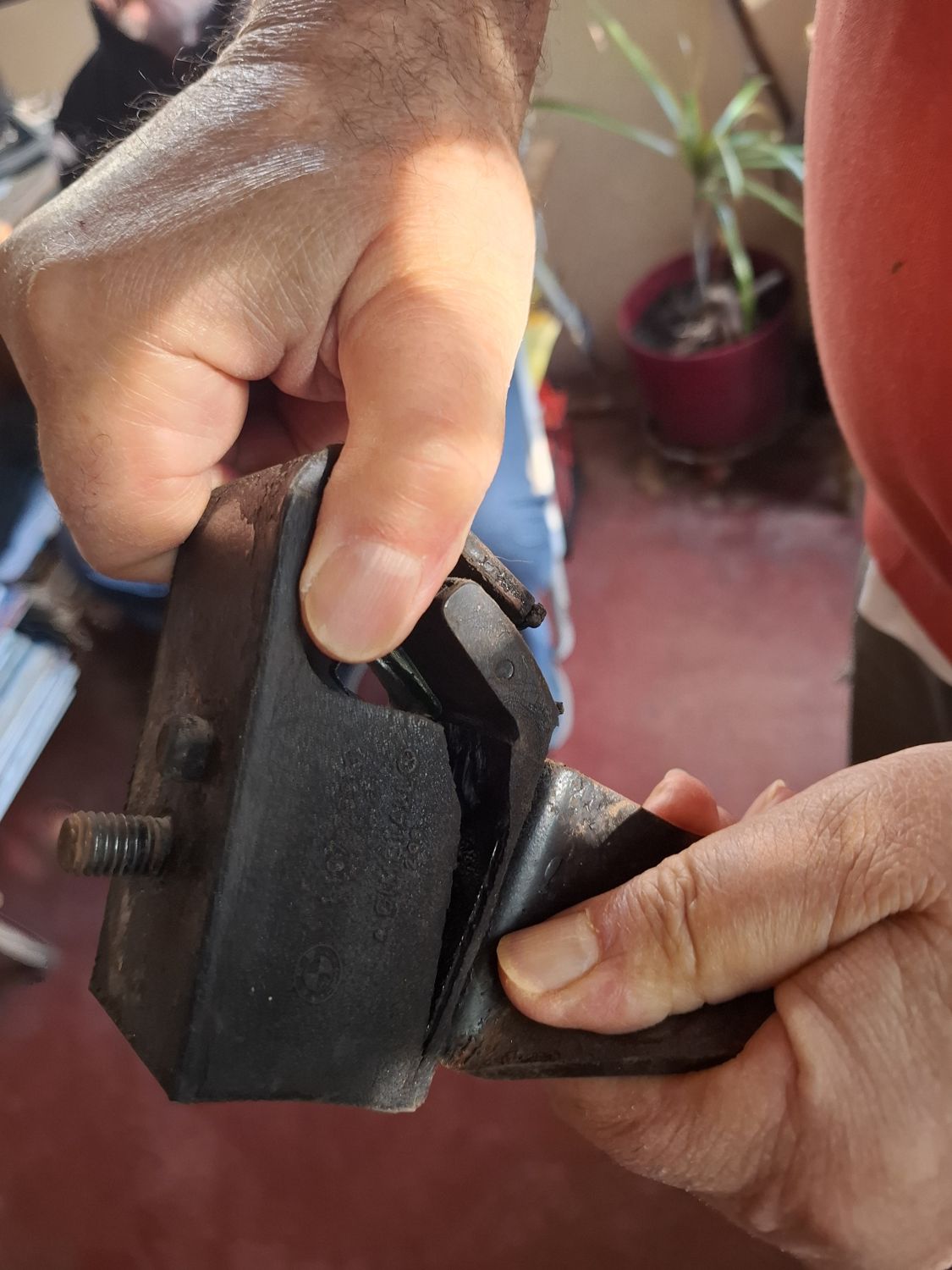 The rubber split from the metal